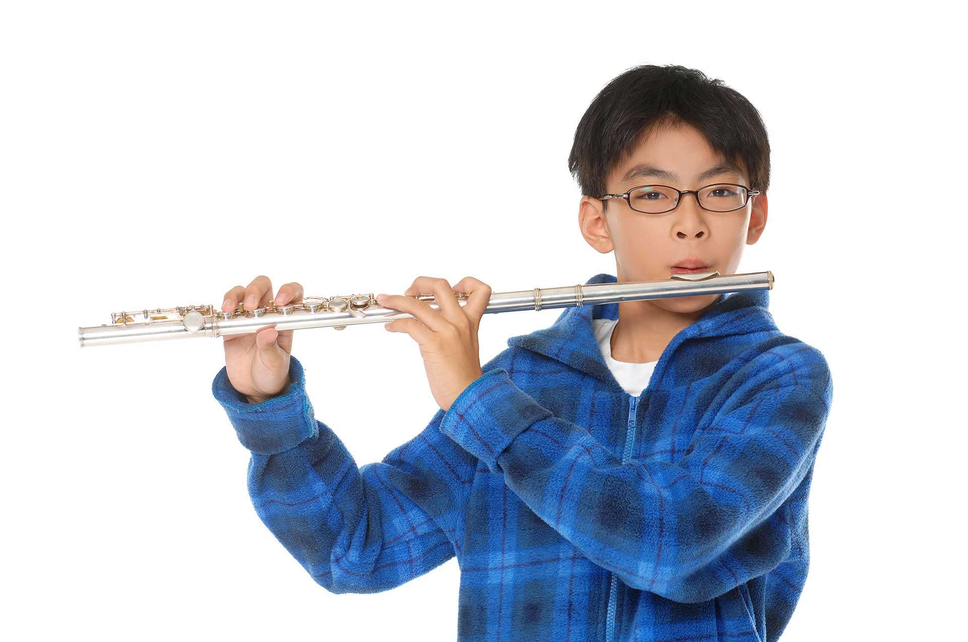 boy playing a flute