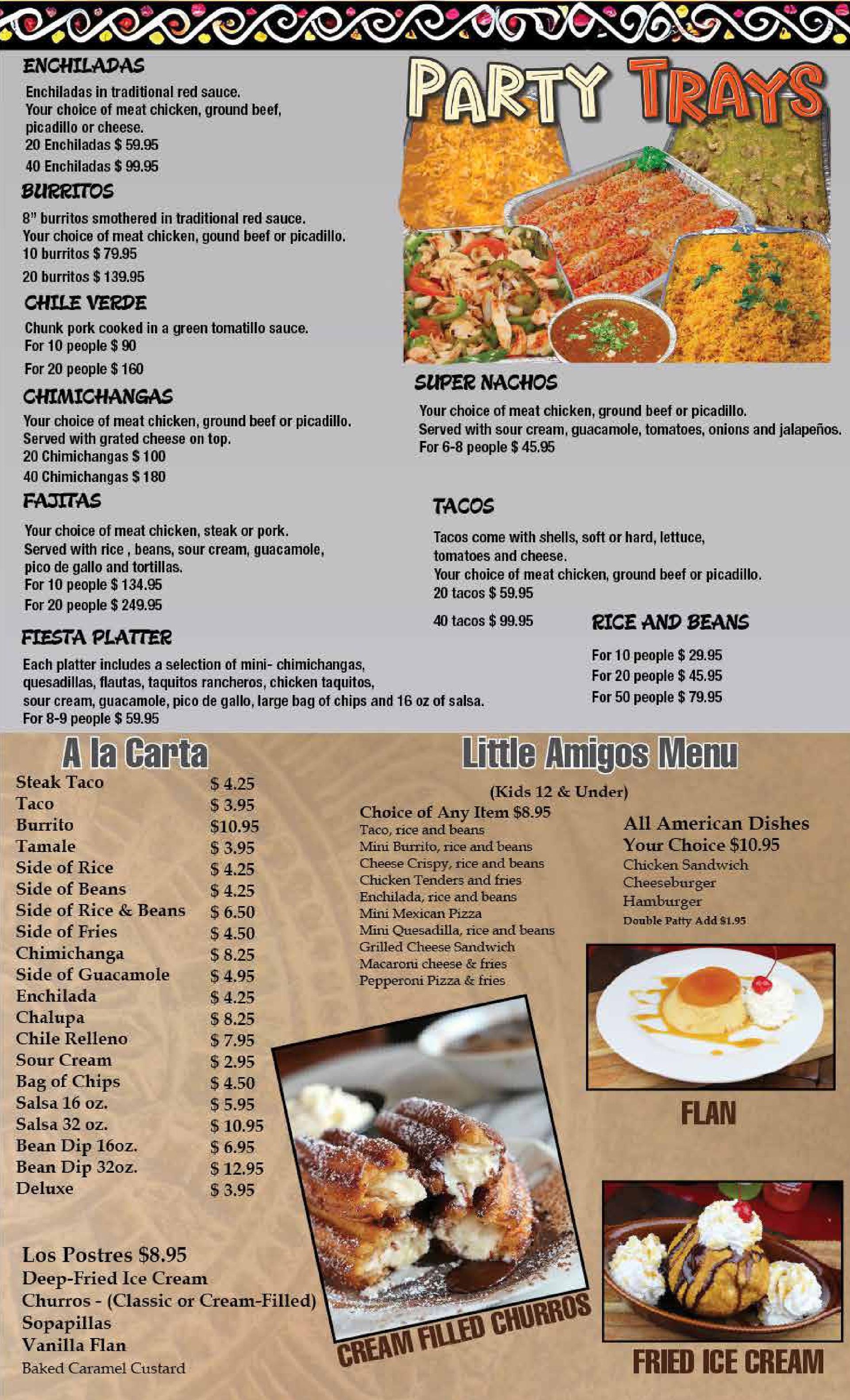 A menu for a restaurant with a picture of a plate of food on it.