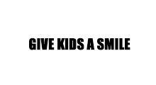 A logo that says `` give kids a smile '' on a white background.