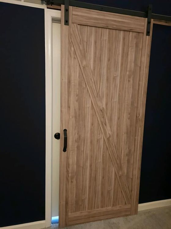 Modern bathroom wood door