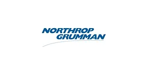 The northrop grumman logo is blue and white on a white background.