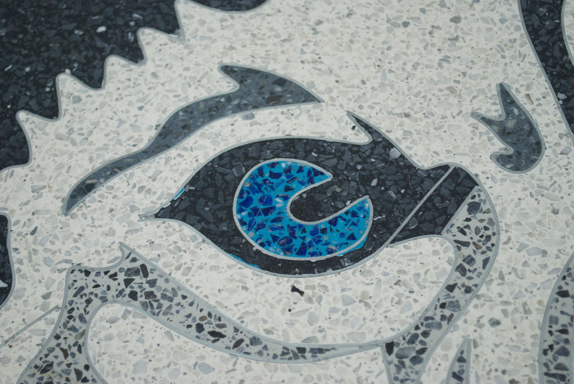 A close up of a face with a blue eye