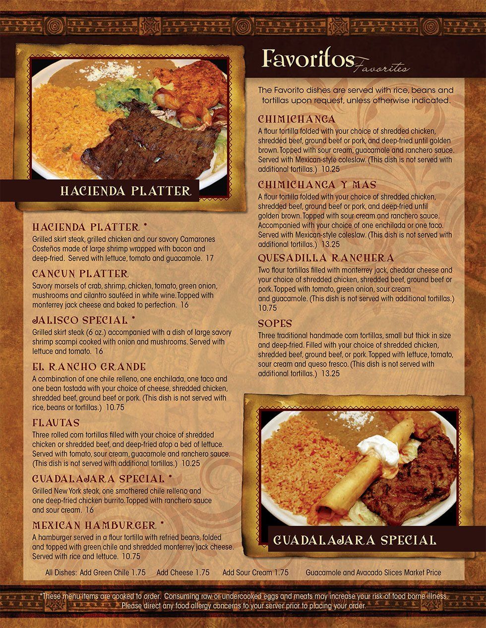 Hacienda Main Menu Favorites