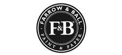 Black-and-white circular logo reading “Farrow & Ball Paint & Paper” with F&B initials in the center