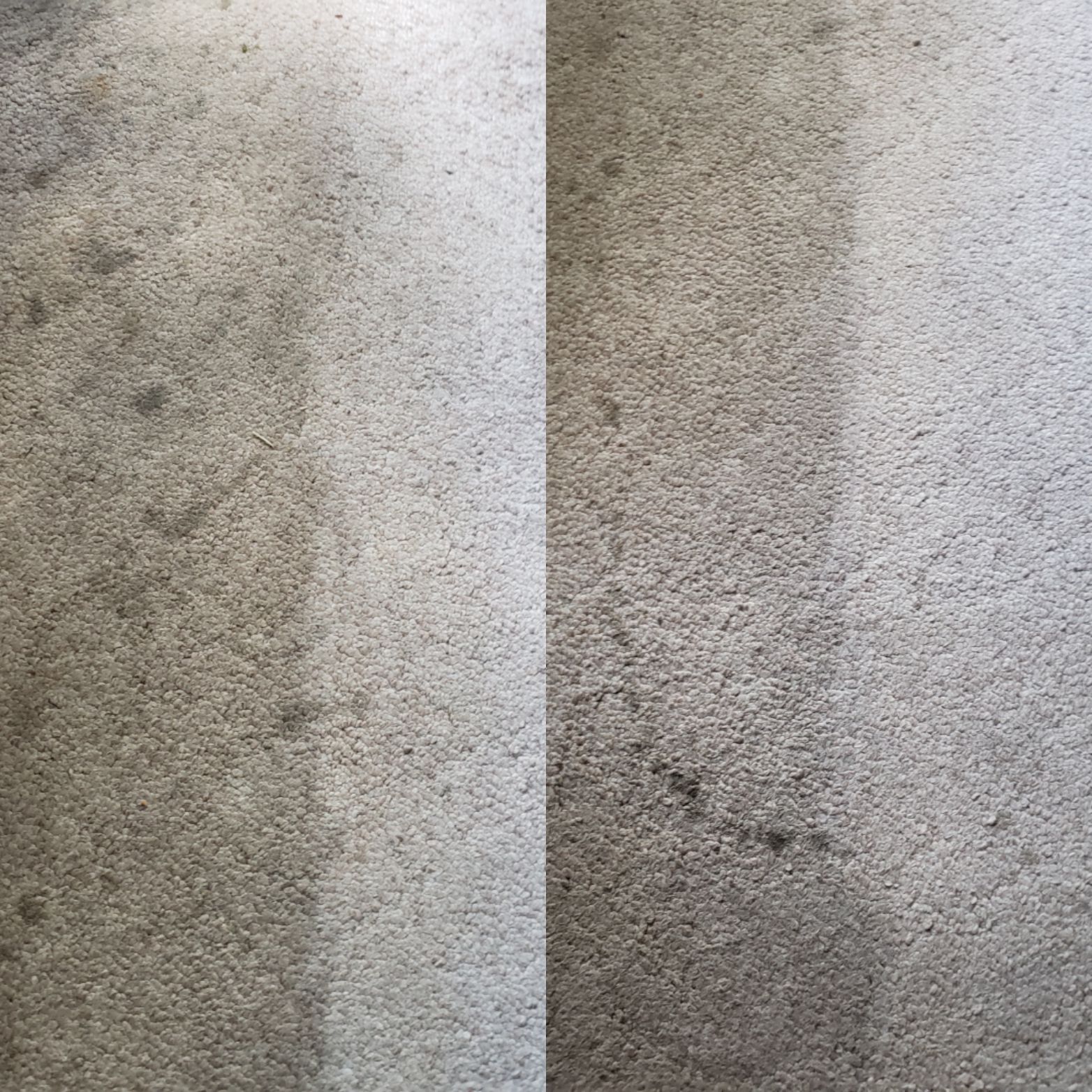 a before and after picture of a carpet being cleaned