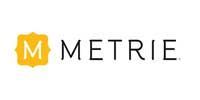 Logo for Metrie, featuring a yellow emblem with an