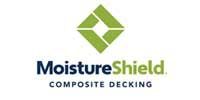 MoistureShield logo with green diamond shape and text “MoistureShield. COMPOSITE DECKING”.
