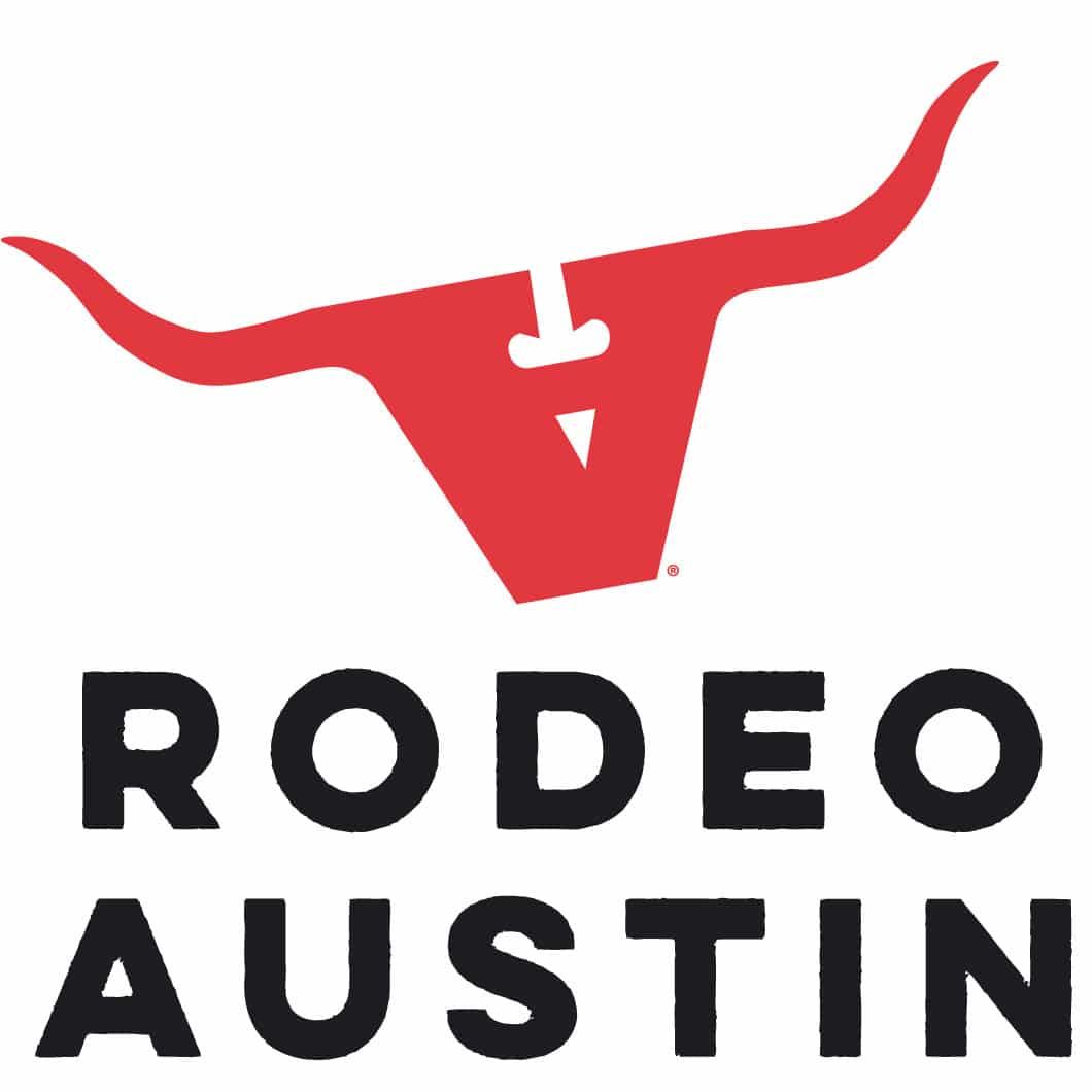 A rodeo austin logo with a bull on it