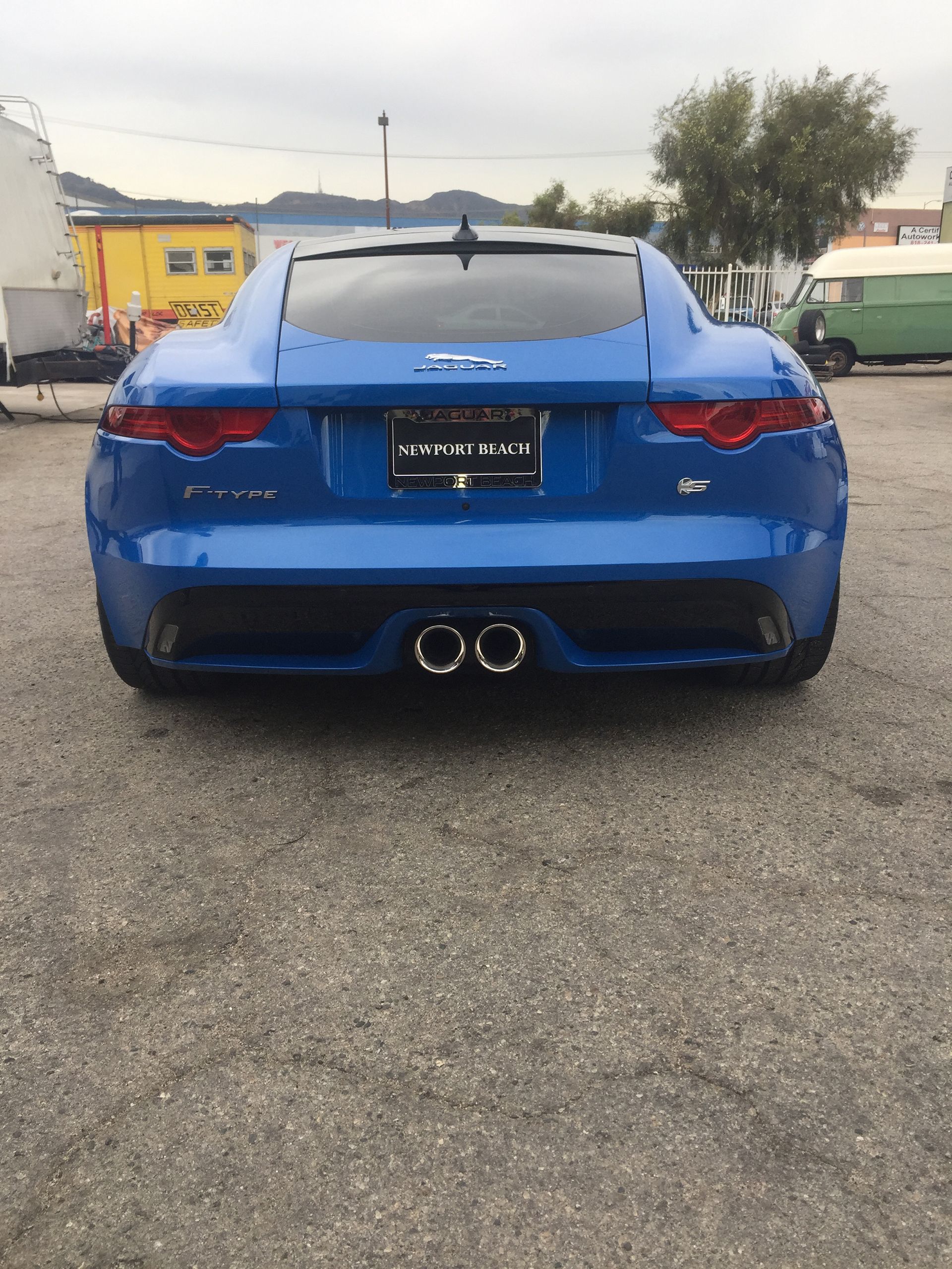Blue Jaguar F-Type back view