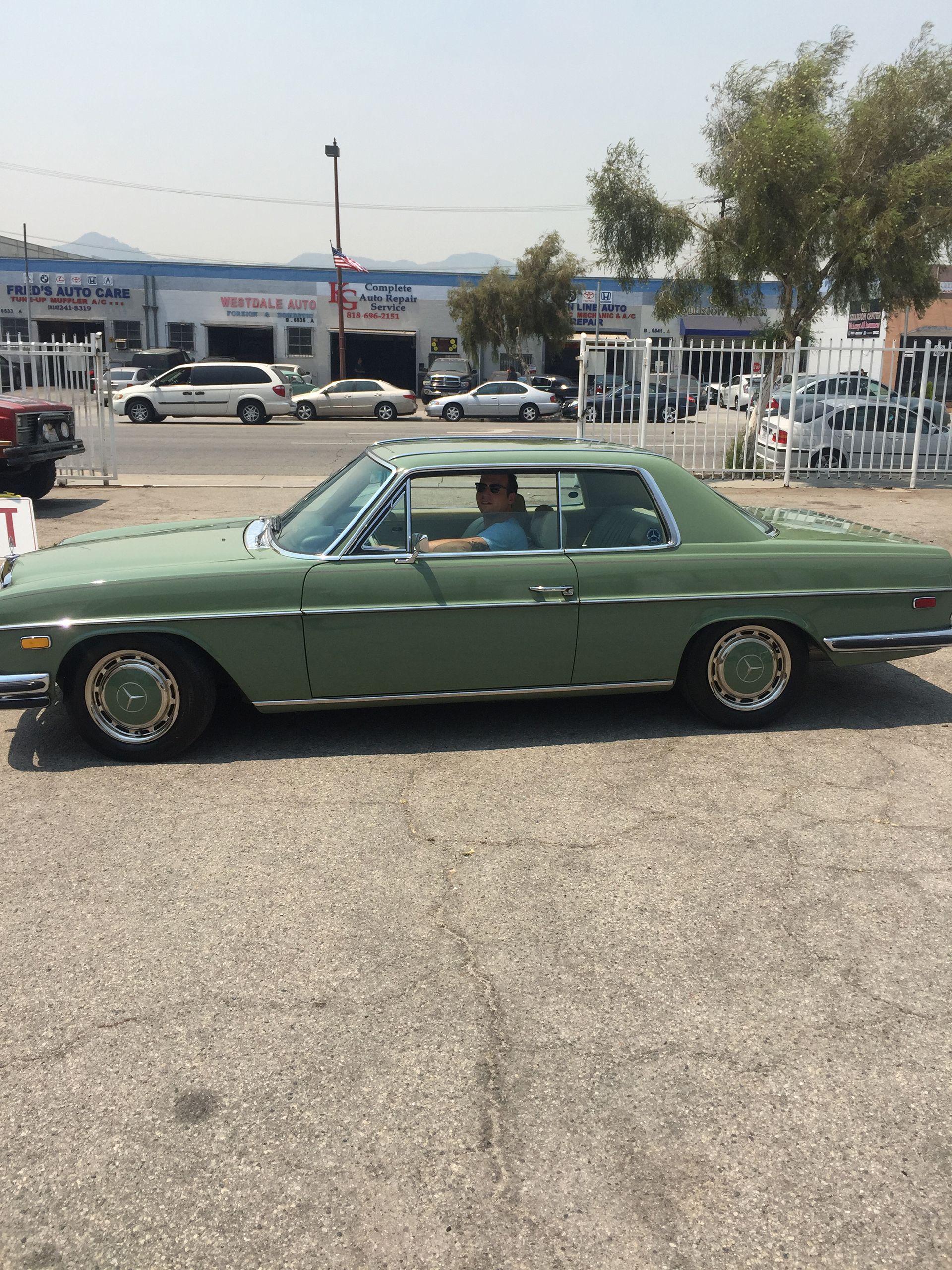 Green Mercedes-Benz side view
