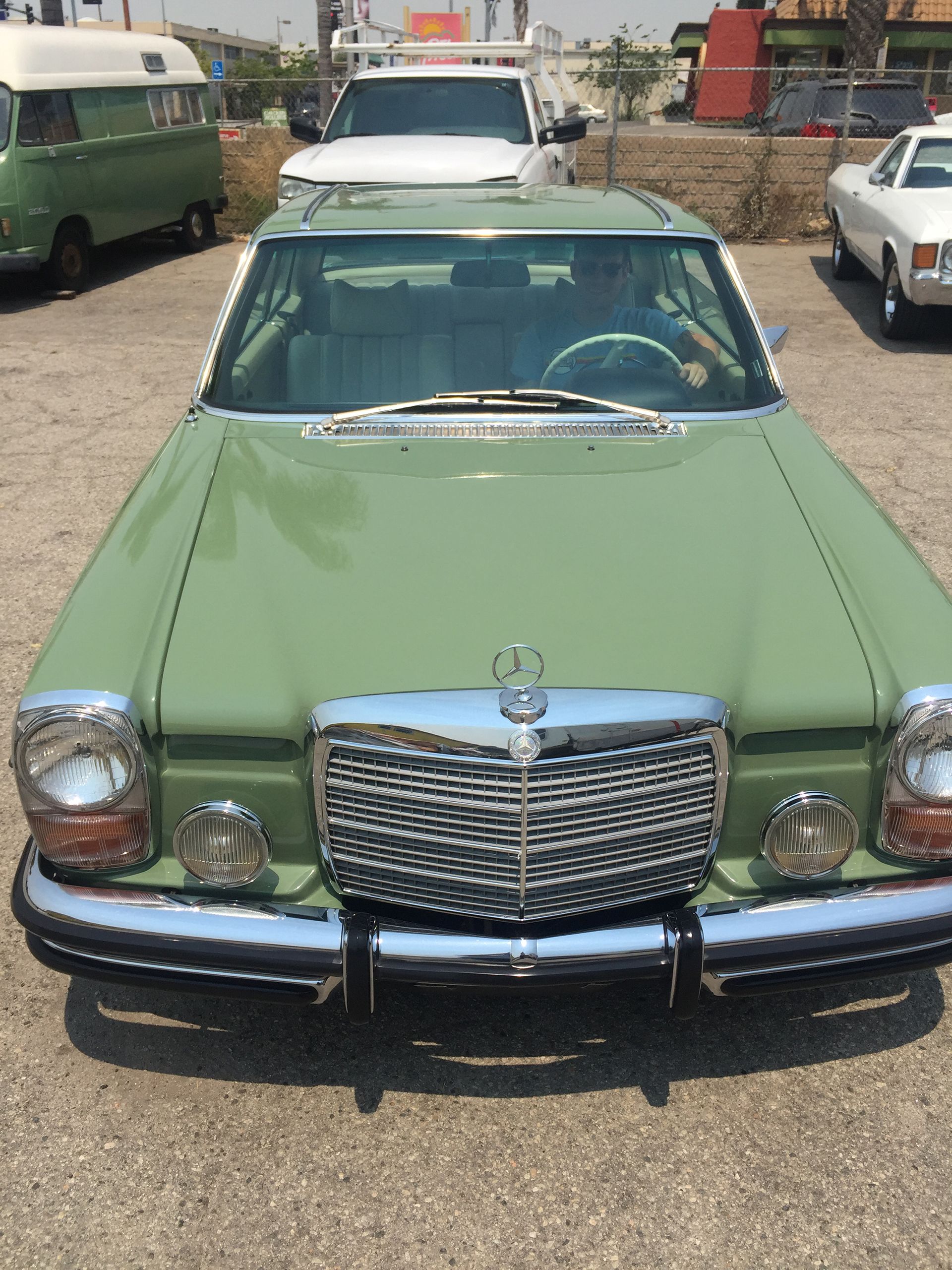 Green Mercedes-Benz front view