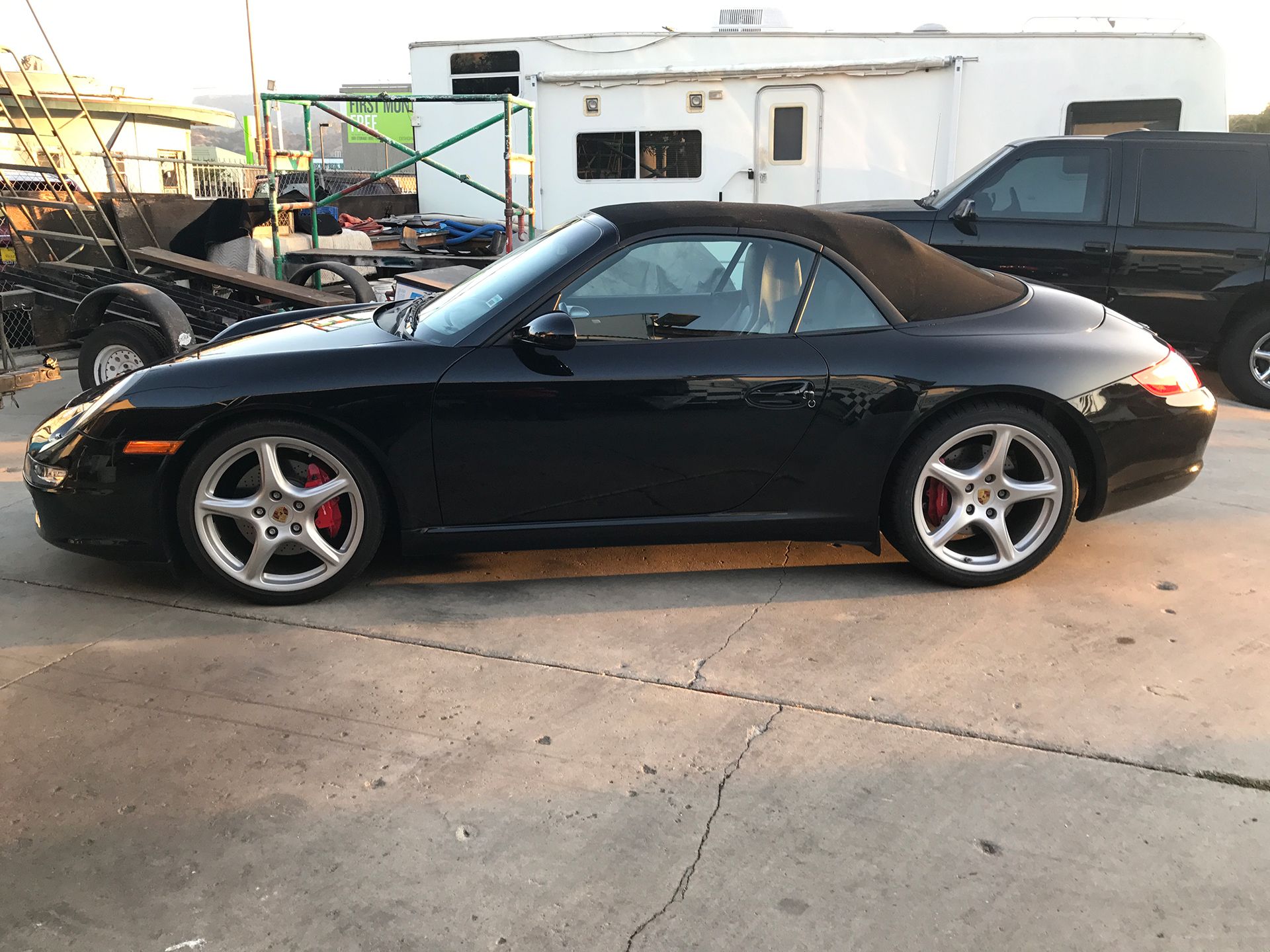 Black Porsche convertible