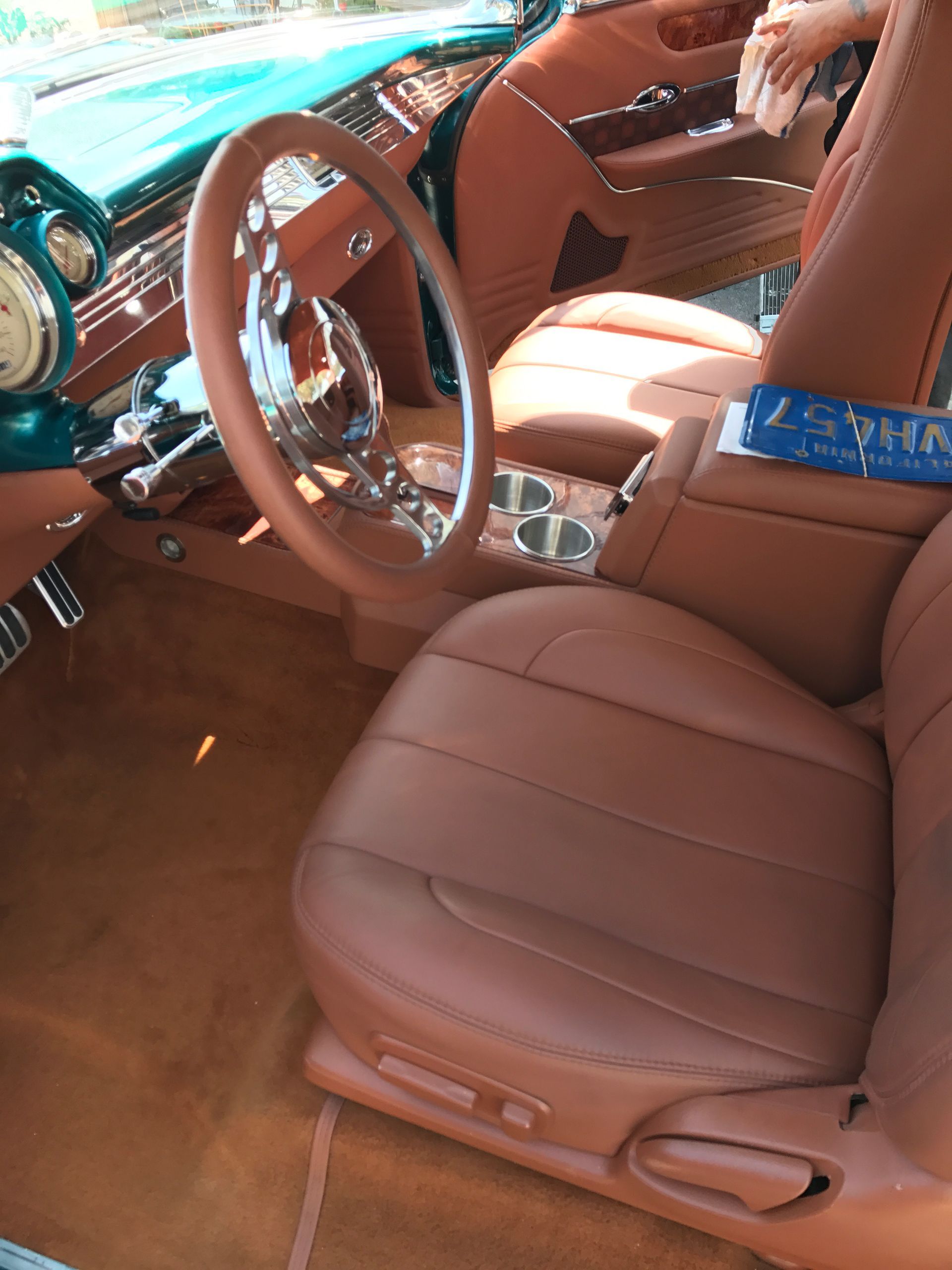 Green Chevrolet Bel Air front seats