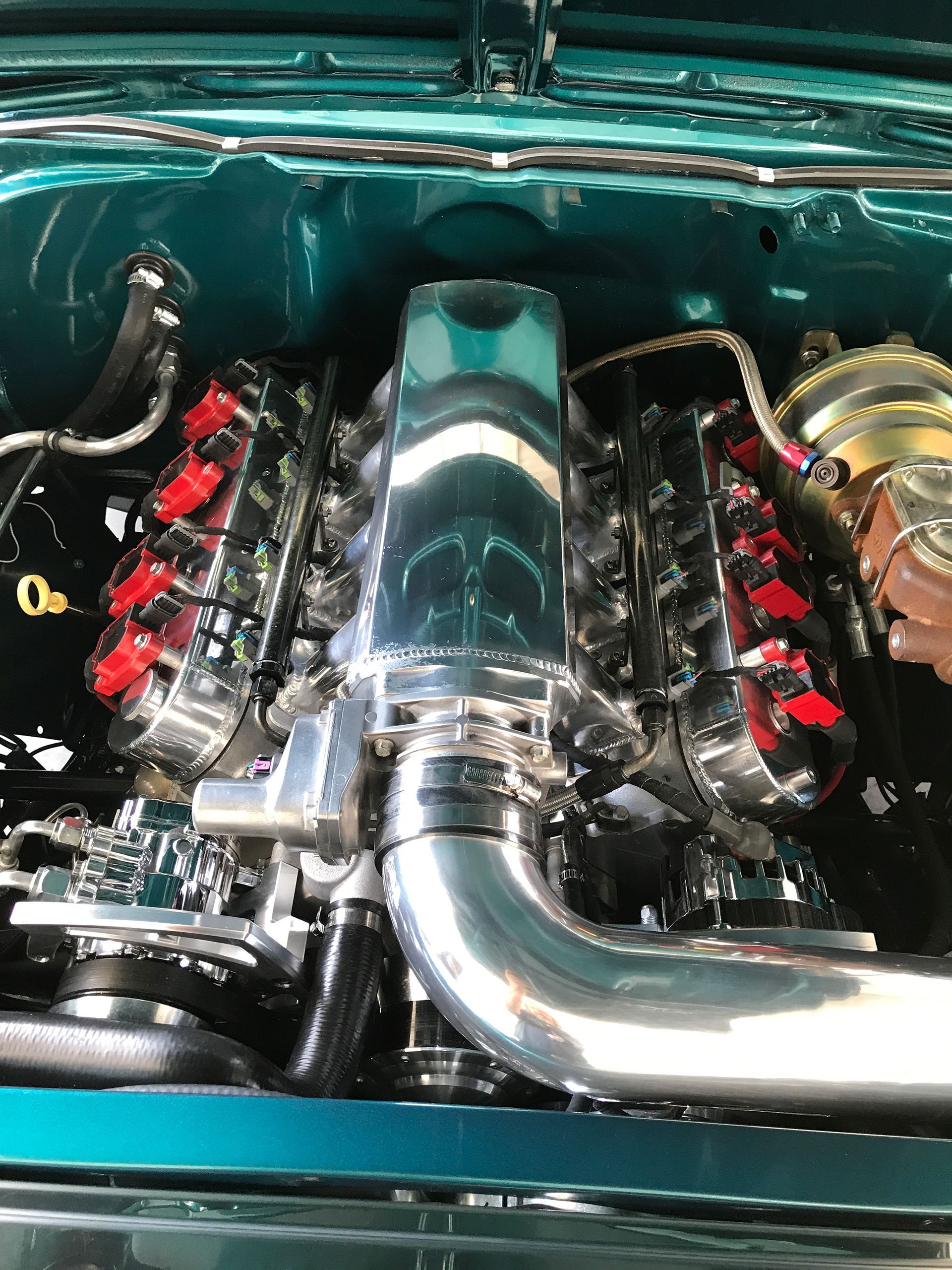 Green Chevrolet Bel Air engine