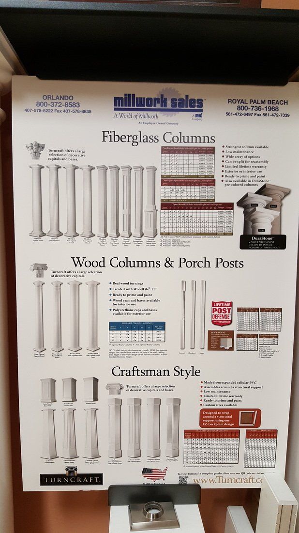 Sign advertising columns, including fiberglass, wood, and craftsman styles.