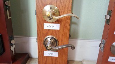 Close-up of two door handles, 