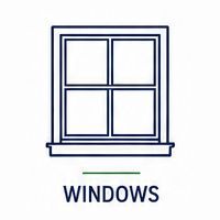 Illustration of a white four-pane window