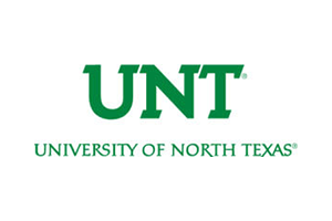 UNT logo in green: capital letters