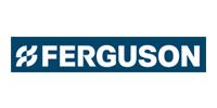 Ferguson logo in white text on a blue rectangle with a stylized 