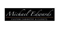 Logo for Michael Edwards, featuring script font on a black background. Includes 
