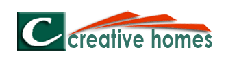 Logo for Creative Homes, a real estate company. It features a green square with a white "C" and red stylized rooflines.