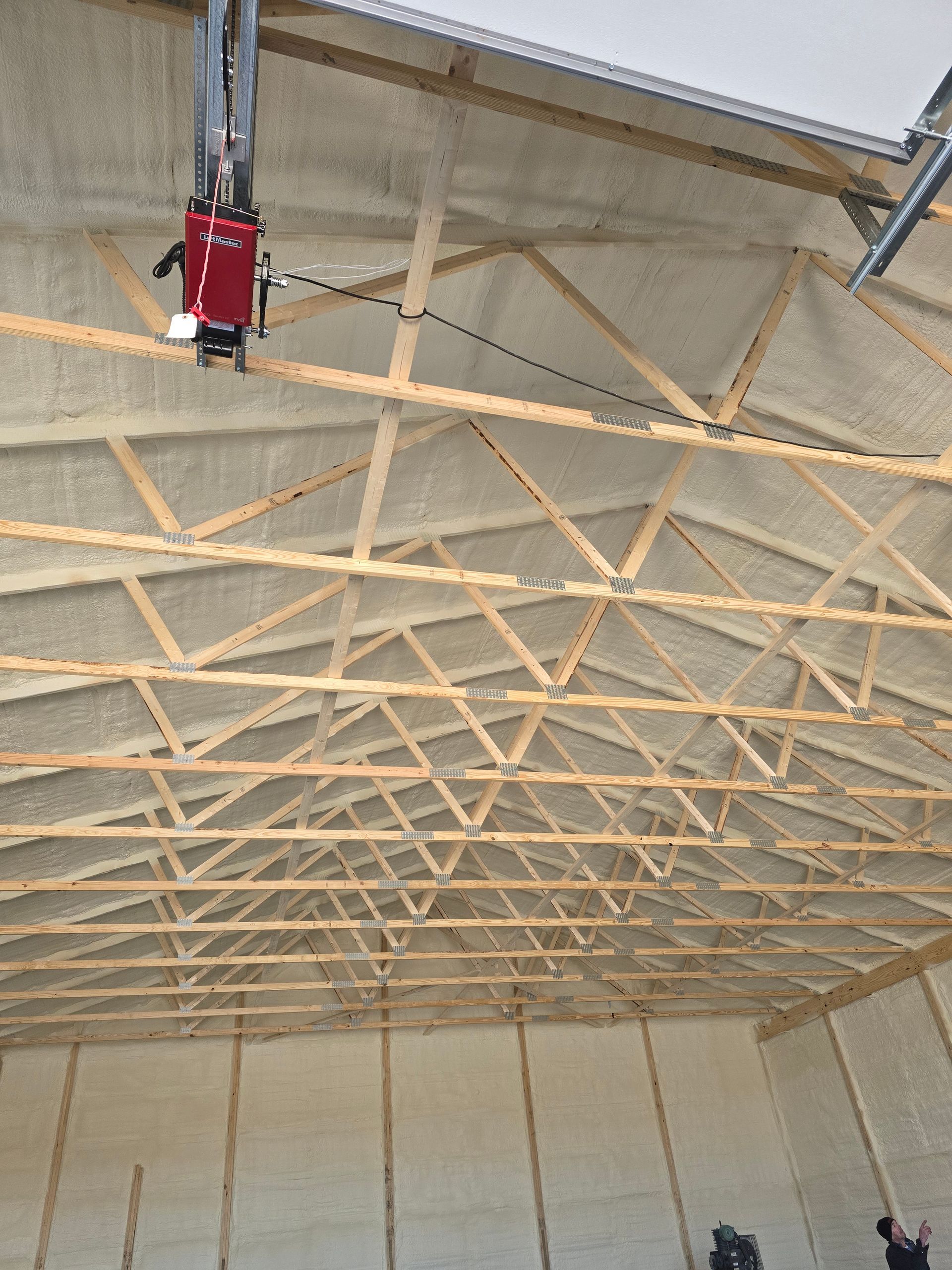 The inside of a building with a ceiling that is covered in foam.