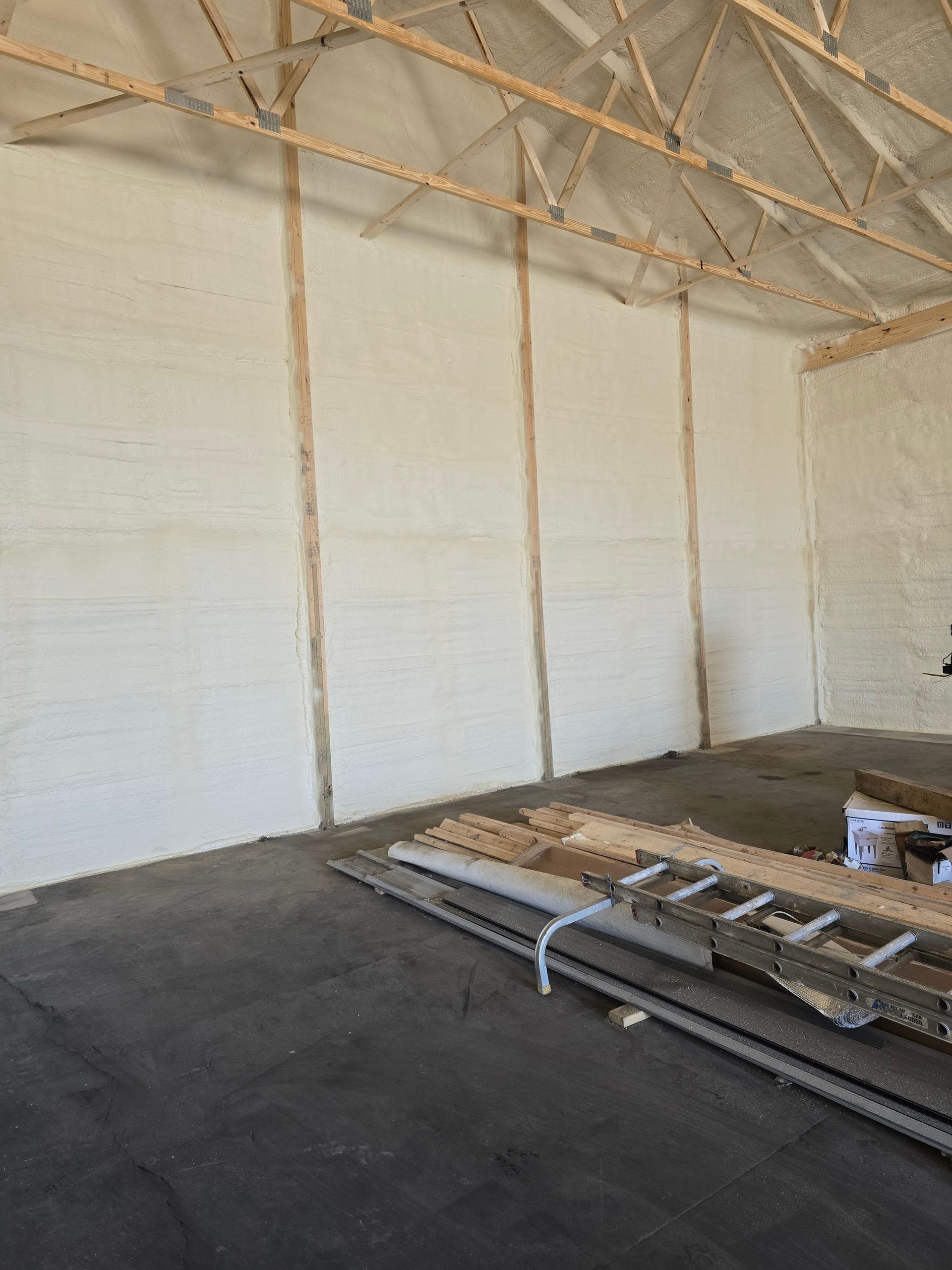 There is a ladder in the middle of the room.