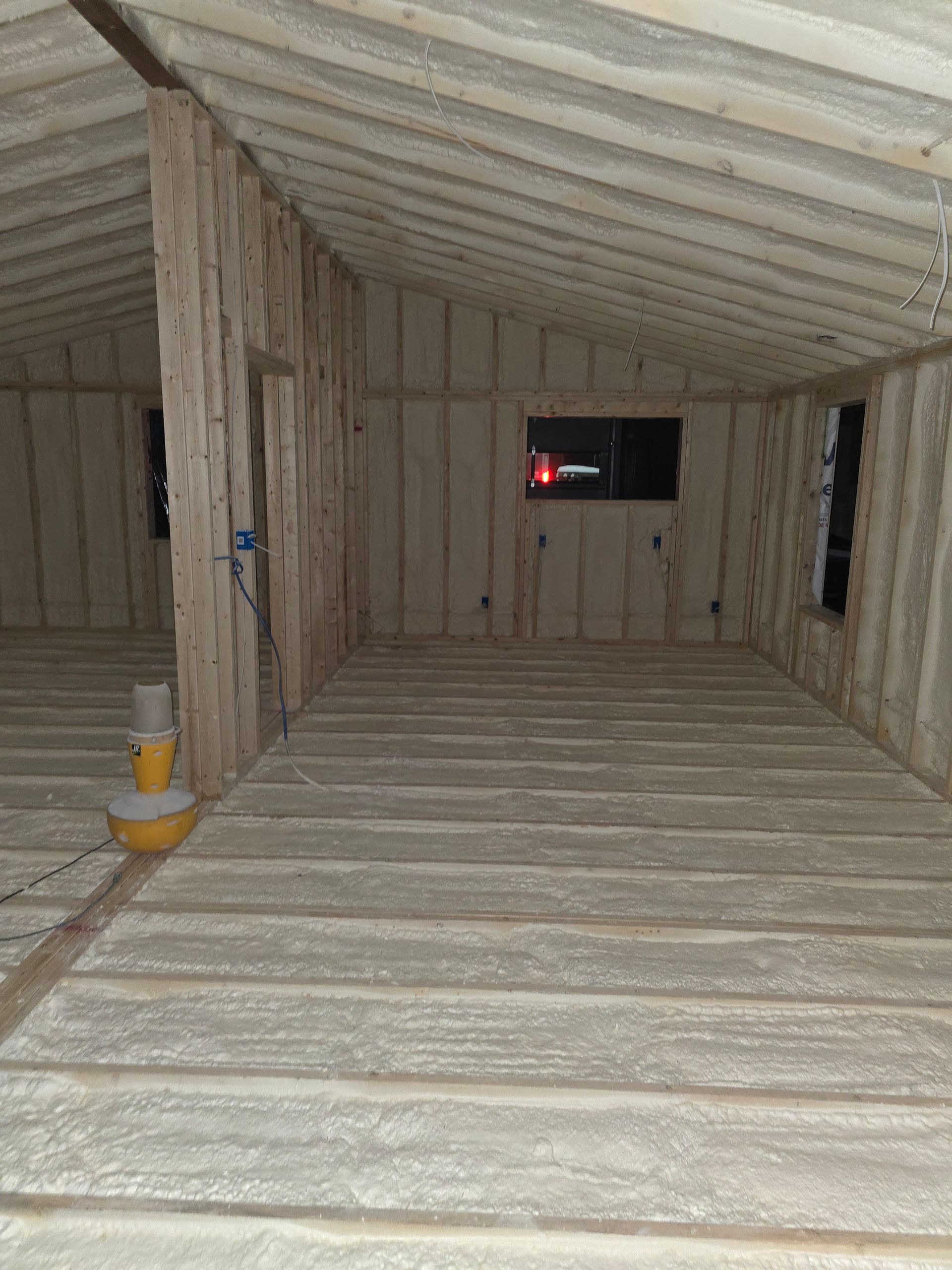 A room with a lot of foam on the floor and walls.