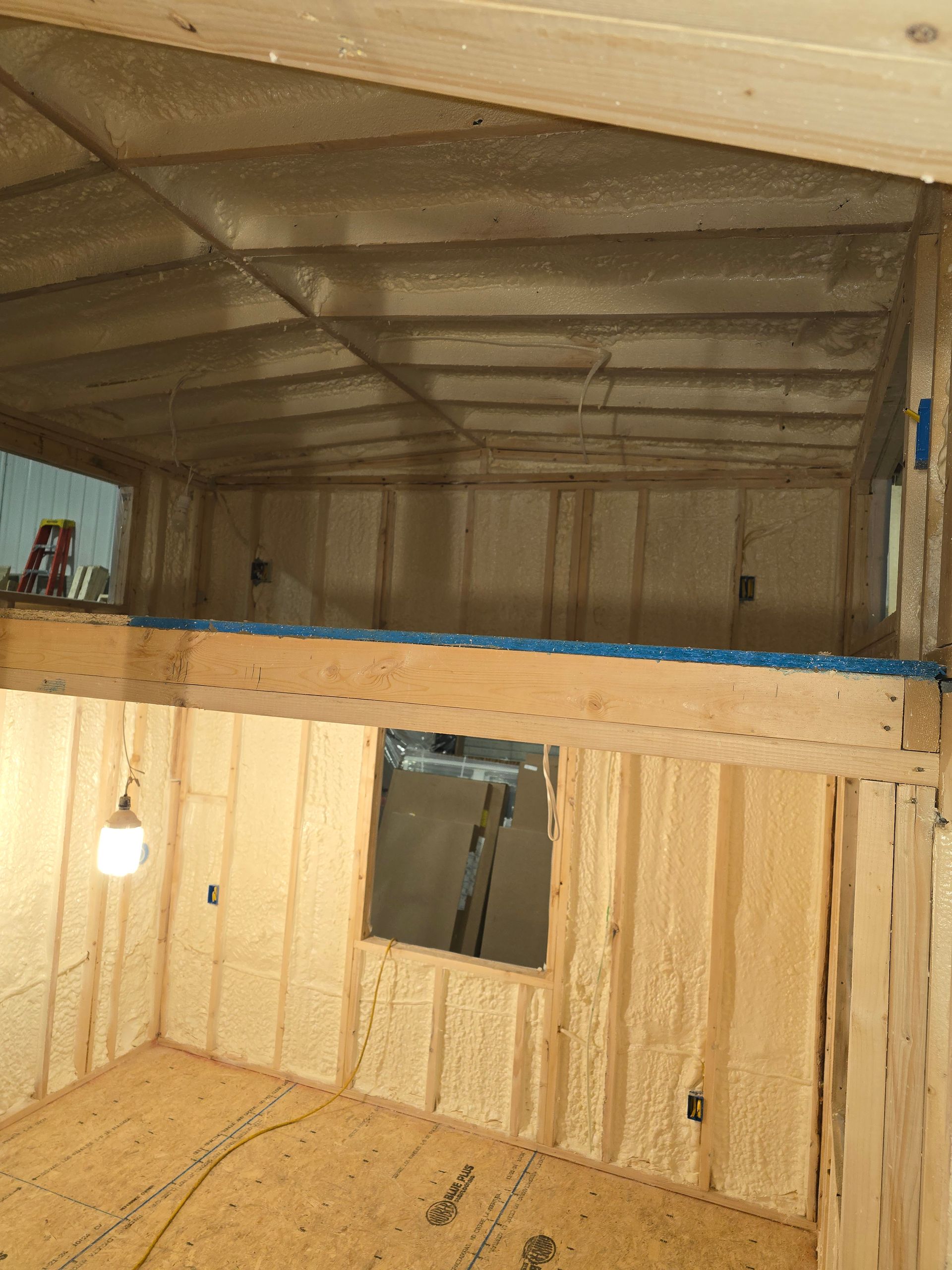 A room with a ceiling that is covered in foam