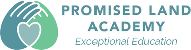 Promised Land Academy logo with teal heart and hands icon and the tagline &ldquo;Exceptional Education&rdquo;