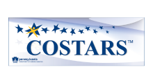 COSTARS logo with blue stars and a sweeping blue ribbon on a white background