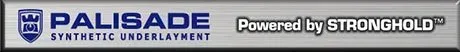 Palisade Synthetic Turf logo with “Powered by Stronghold” text on a dark background