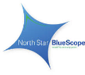 The north star bluescope logo is a blue star on a white background.