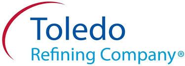 The toledo refining company logo is blue and red on a white background.
