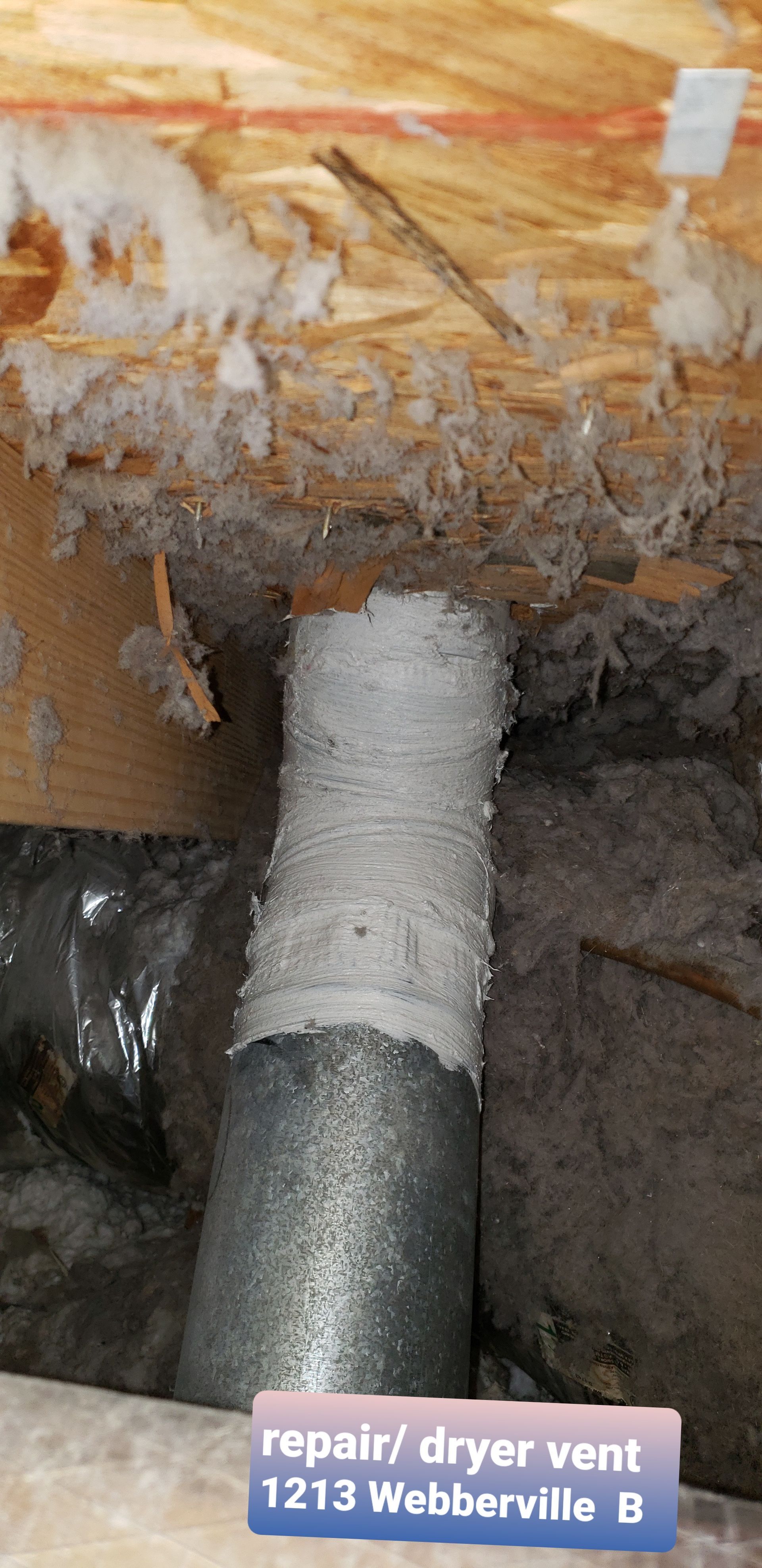A picture of a dryer vent in a basement