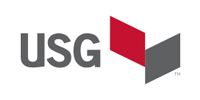 USG logo with gray letters and red and dark gray geometric shapes
