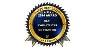 Gold award badge with blue center reading “Best Podiatrists Nationwide” and “Top 3 Choice.”