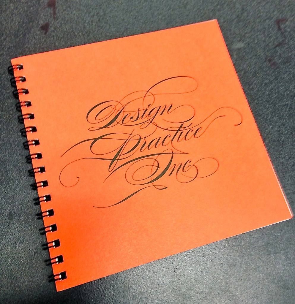 A spiral bound book titled design practice one