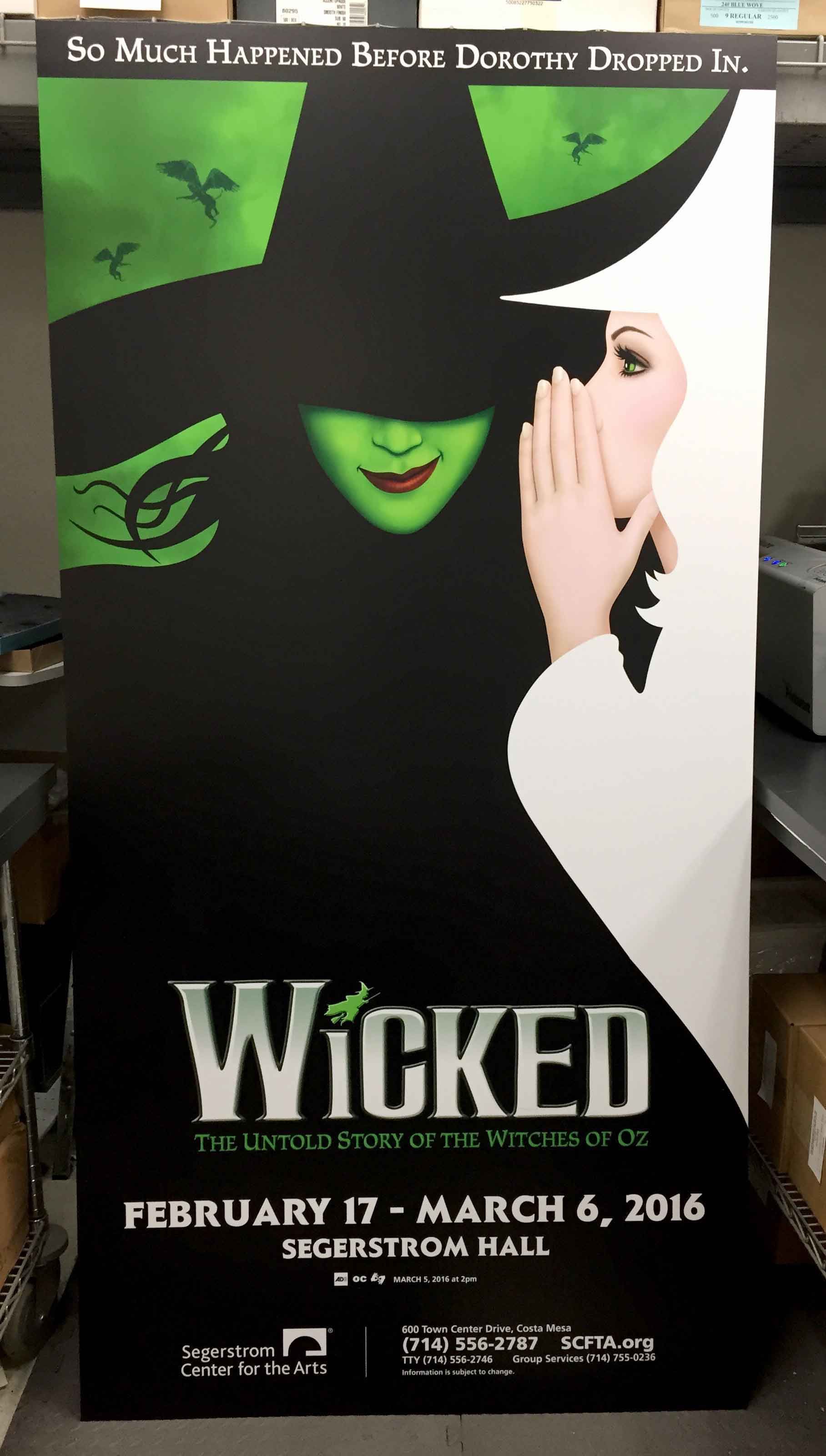 A poster for the musical wicked on february 17 march 6 2016