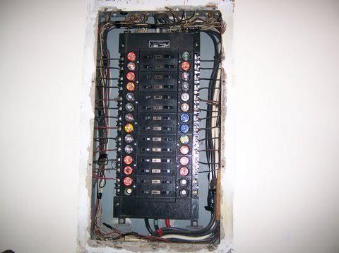 a close-up of an electrical box on a wall