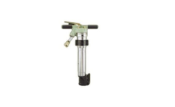Green and black handheld pump sprayer with a clear cylindrical body on a white background