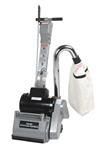 Industrial floor machine with clear collection bag and vertical handle
