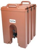 Brown iced tea dispenser with a spigot and handle