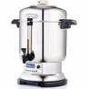 Silver electric citrus juicer with transparent lid and black base on a white background