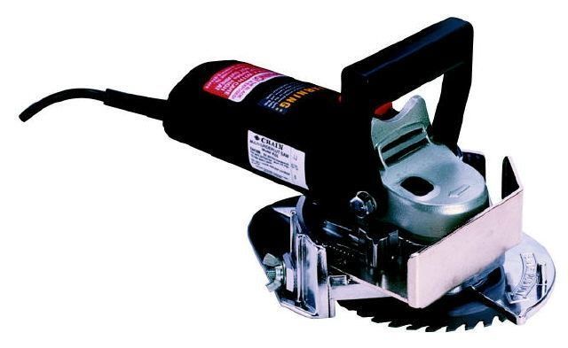 Black and silver electric belt sander with handle and power cord