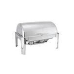 Silver tabletop chafing dish with hinged lid and open legs