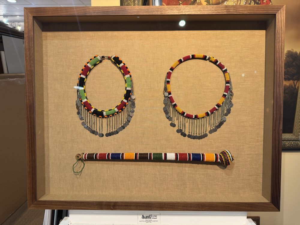Maasai jewelry and a walking stick