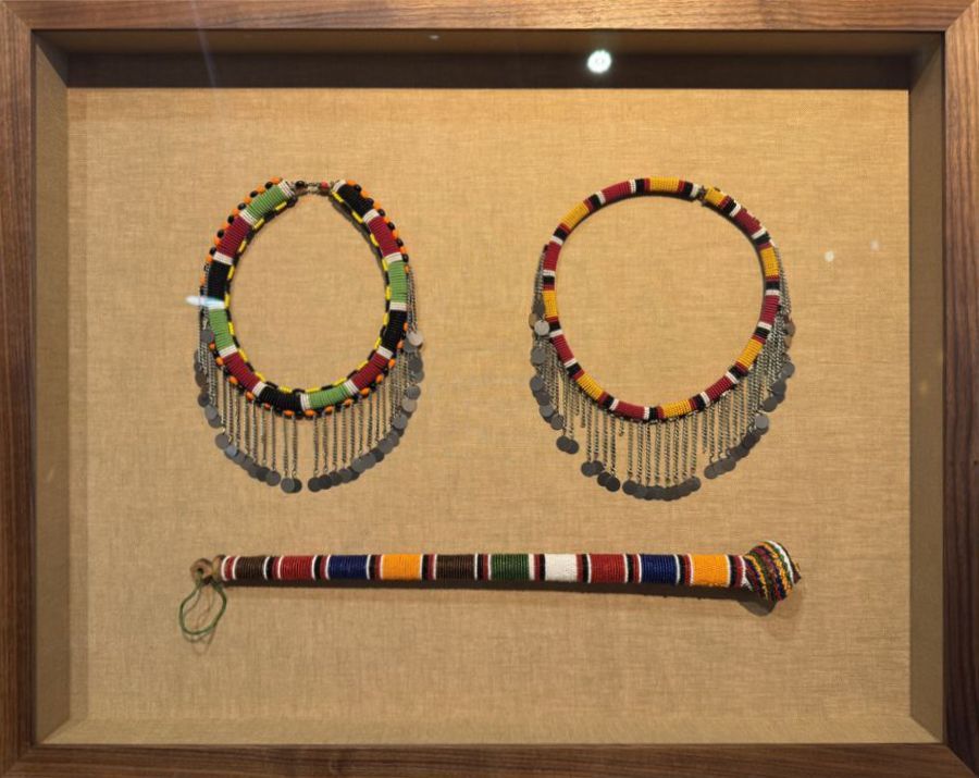 Maasai jewelry and a walking stick