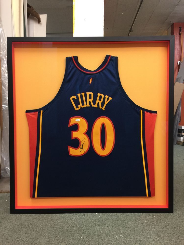 Framed Golden State Warriors jersey with