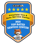 CARFAX award badge for Pottstown Tire & Auto Service Center, 2025 Top-Rated Service Center